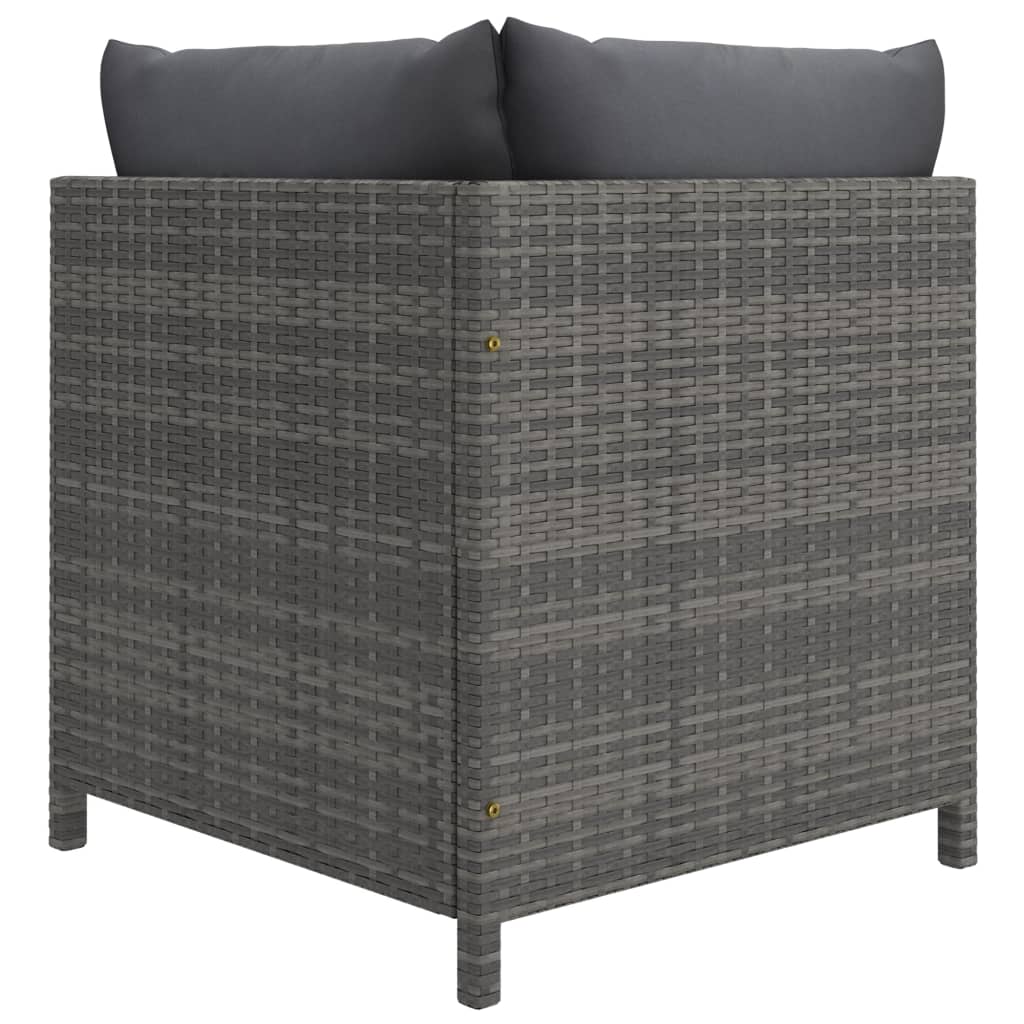 6 Pcs conjunto lounge de jardim c/ almofadões vime PE cinzento