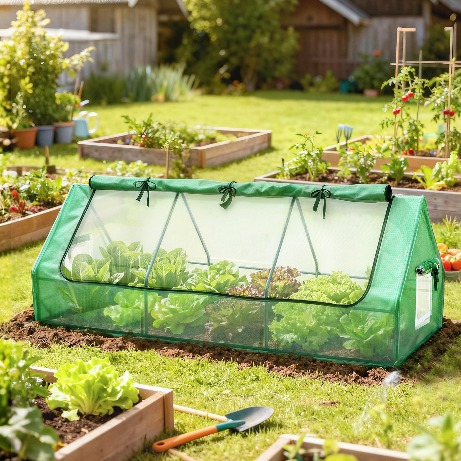 Estufa de jardim mini estufa 240x90x90 cm com janelas de malha e estrutura de aço para cultivar verduras e flores verde