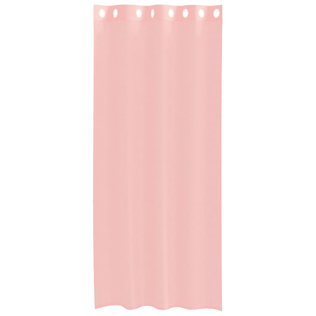 Cortinas de voile com ilhós 2 pcs rosa 140x225 cm
