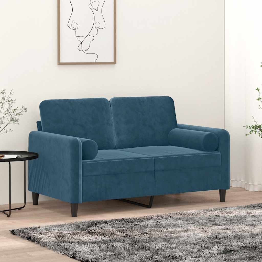 Almofadas decorativas 2 pcs ø15x50 cm veludo azul