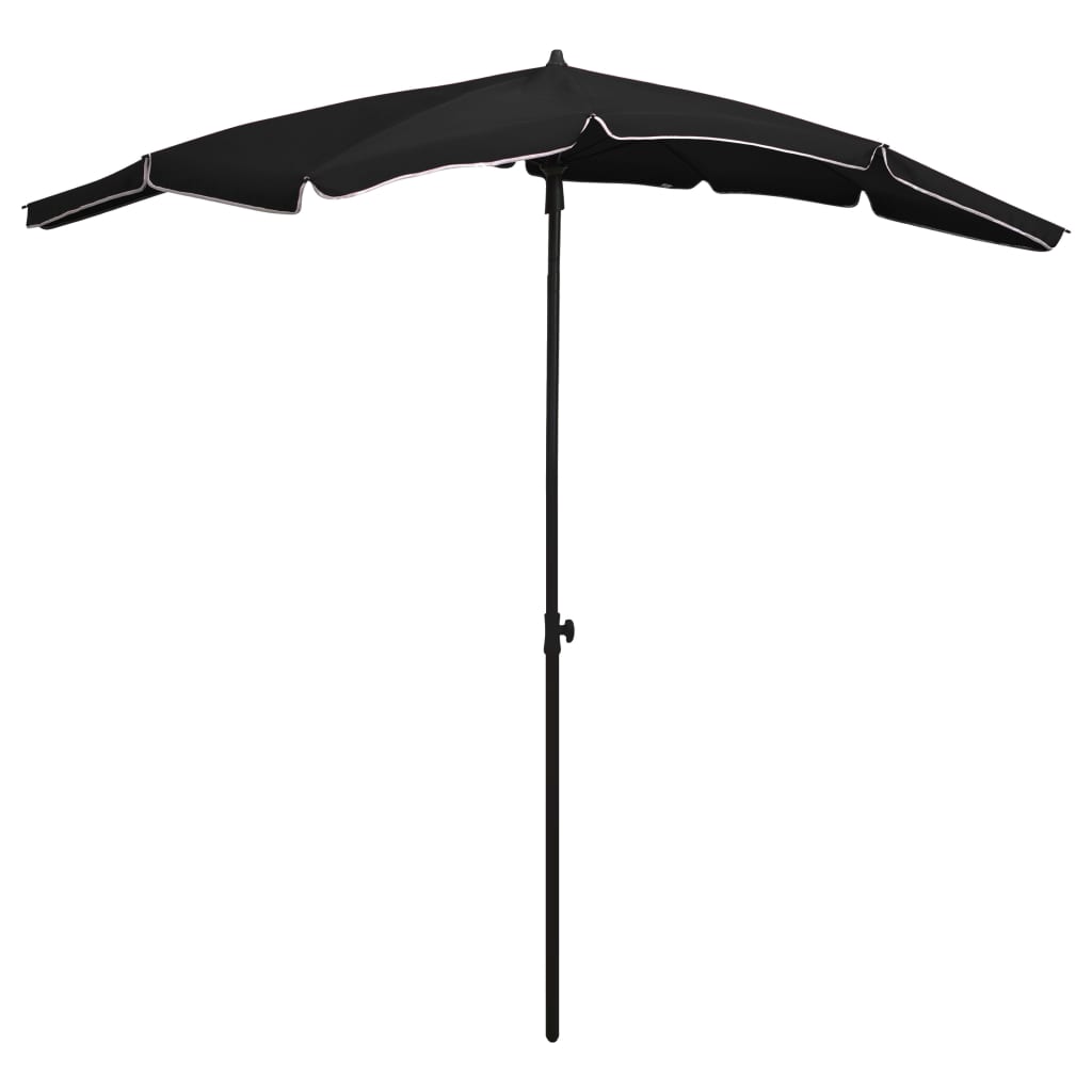 Guarda-sol de jardim com poste 200x130 cm preto