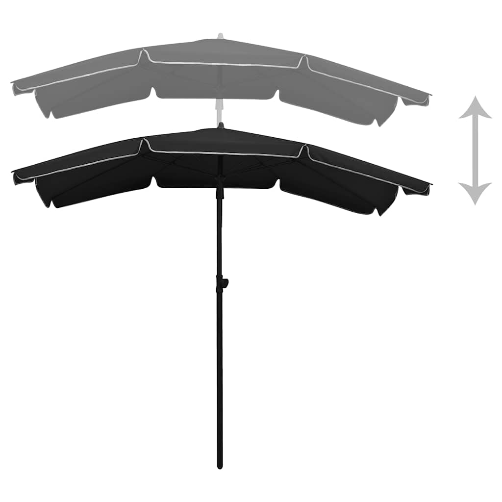 Guarda-sol de jardim com poste 200x130 cm preto