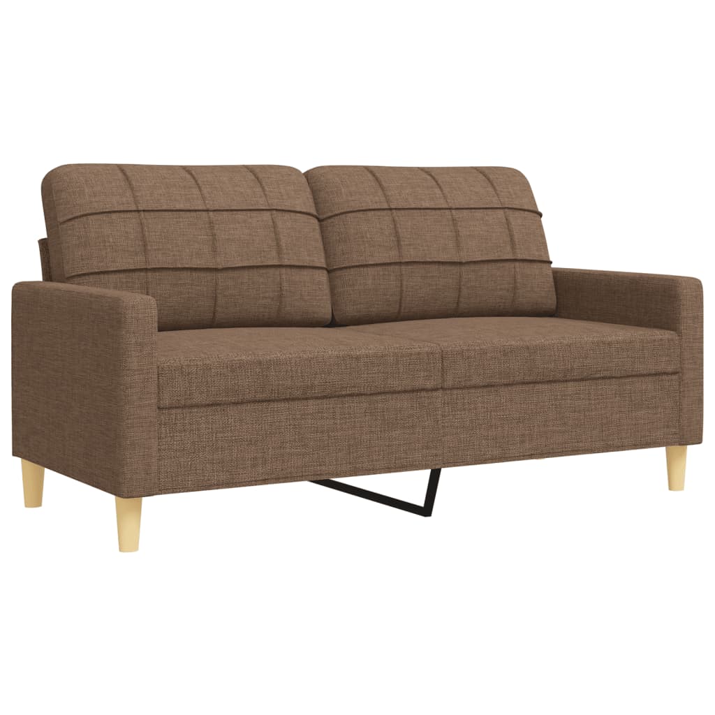 3 Pcs conjunto de sofás c/ almofadas/apoio pés tecido castanho