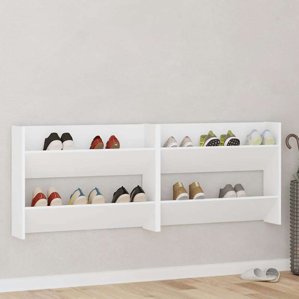 Sapateiras de parede 2 pcs 80x18x60 cm contraplacado branco