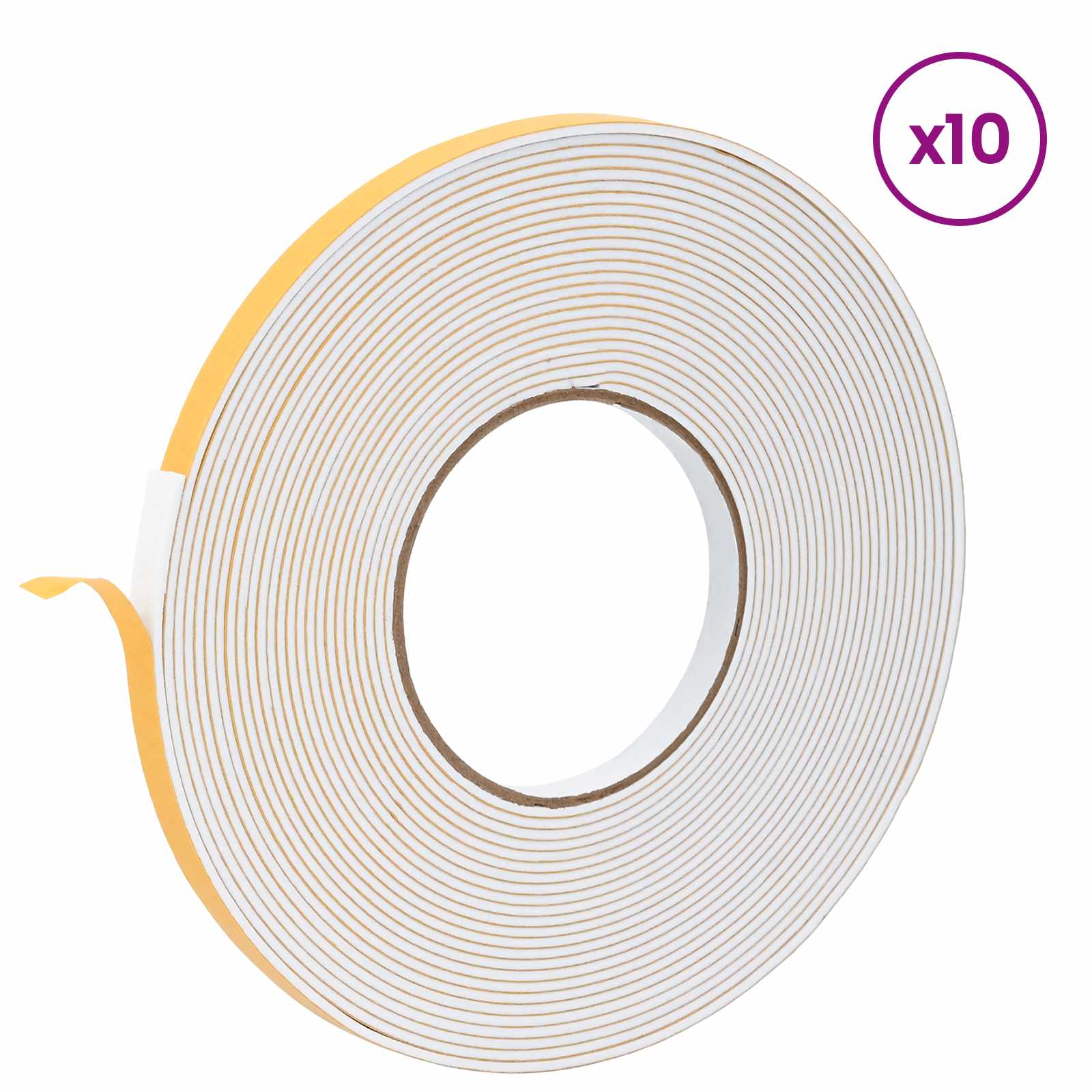 Fita de espuma autoadesiva 10 unid. branco 10mm x 10m espuma cr