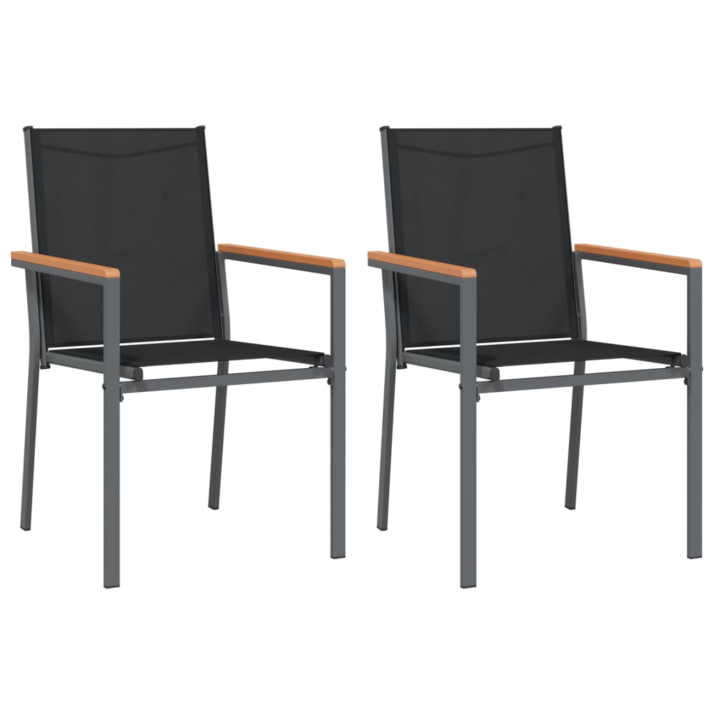 3 Pcs conjunto de jantar para jardim textilene e aço preto