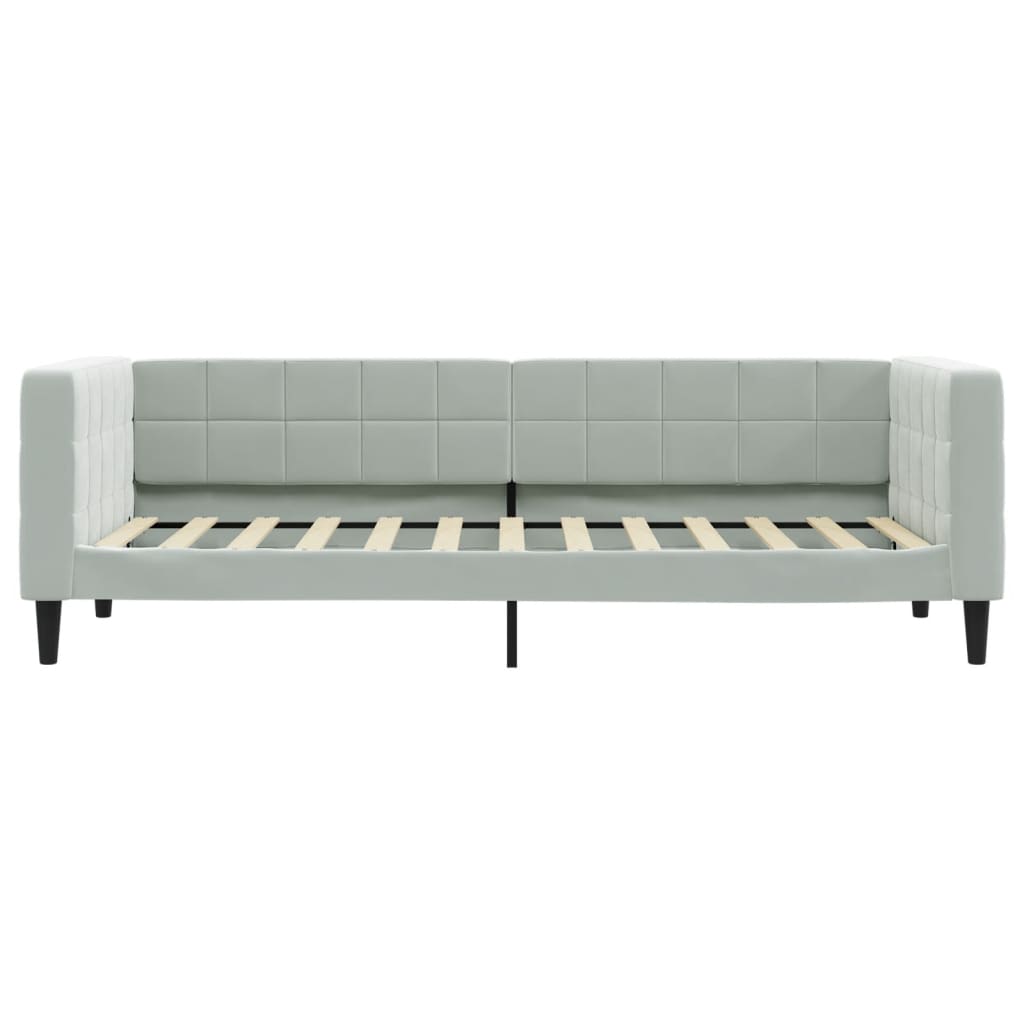 Sofá-cama com colchão 90x200 cm veludo cinzento-claro