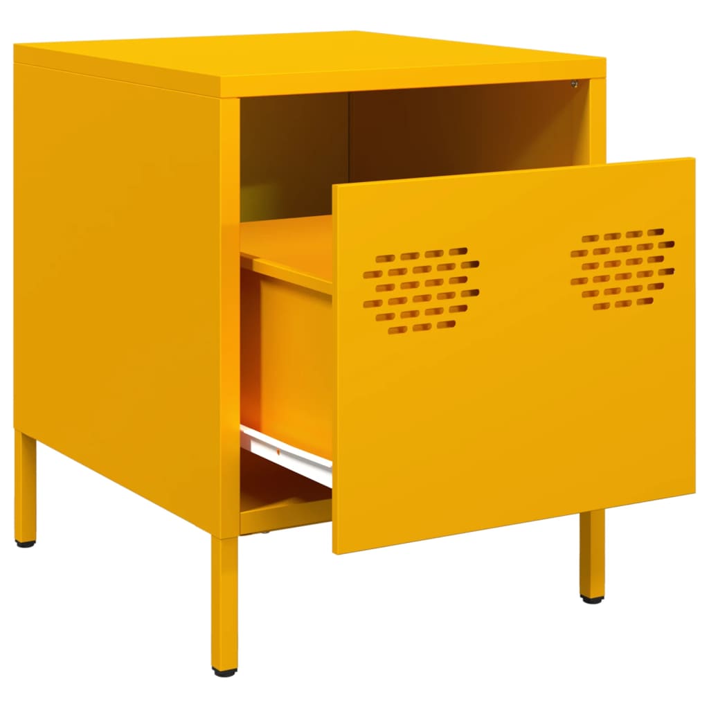 Mesas de cabeceira 2 pcs 35x39x43,5 cm aço amarelo mostarda
