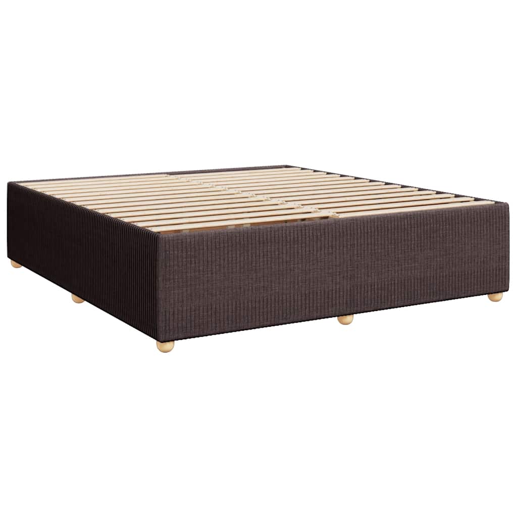 Estrutura de cama sem colchão 200x200 cm tecido castanho-escuro