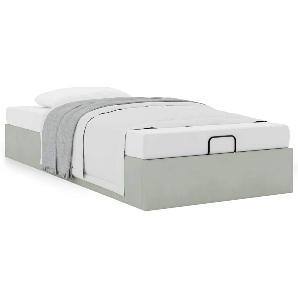 Ottoman bed frame no colchão cinzento claro 100x200 cm veludo
