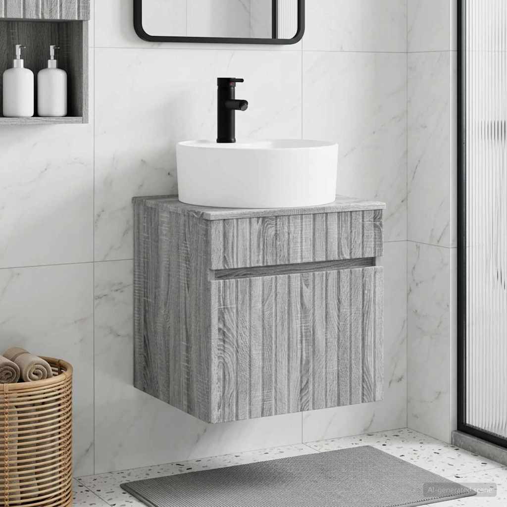 Vanidade de pia de parede sonoma cinzento 49 x 44,5 x 65 cm