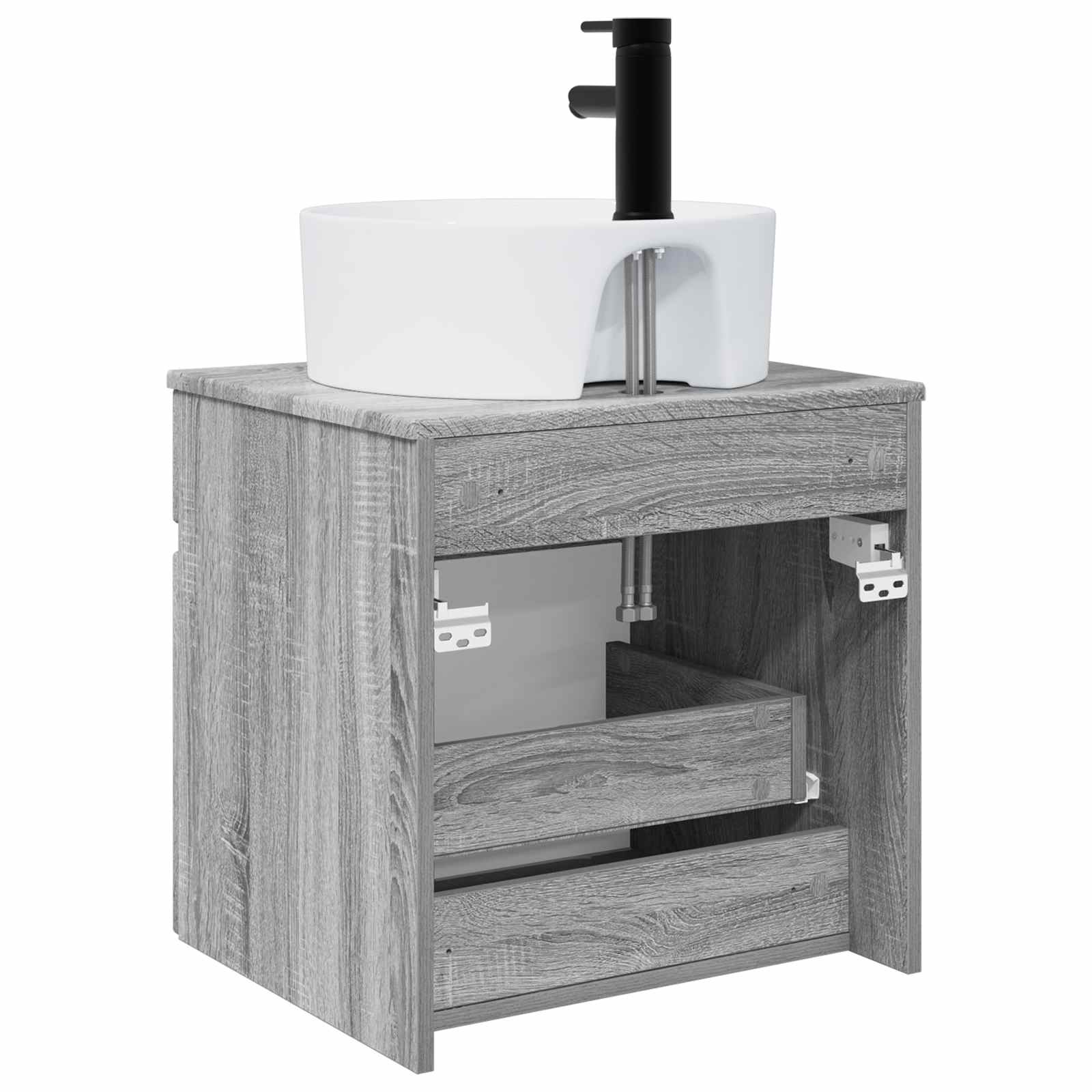 Vanidade de pia de parede sonoma cinzento 49 x 44,5 x 65 cm
