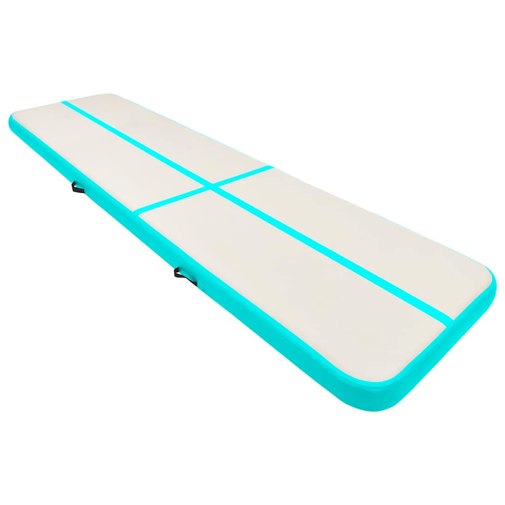 Colchão de ginástica insuflável c/ bomba 600x100x20cm PVC verde