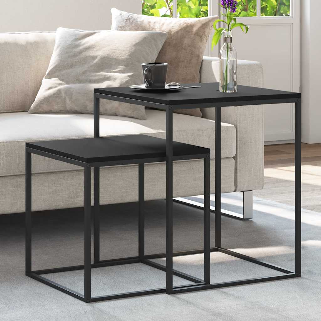 Conjunto de mesas de centro 2 pcs derivados de madeira e metal