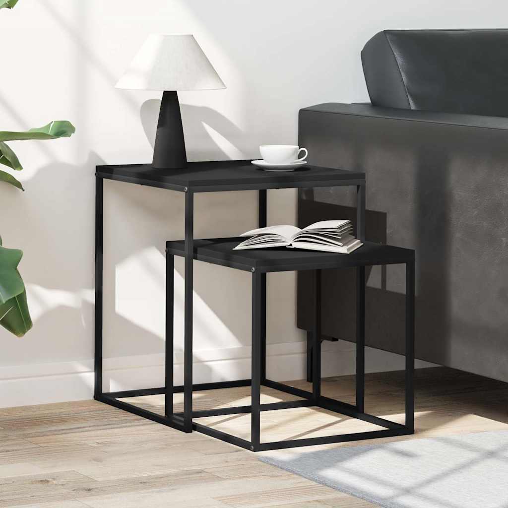 Conjunto de mesas de centro 2 pcs derivados de madeira e metal