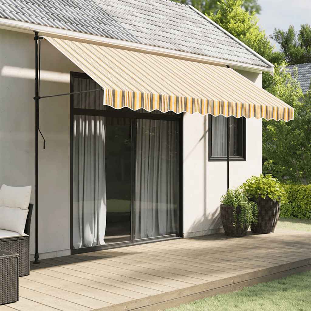 Tecido de substituição para sanefa de toldo 350 cm riscas amarelo/cinza