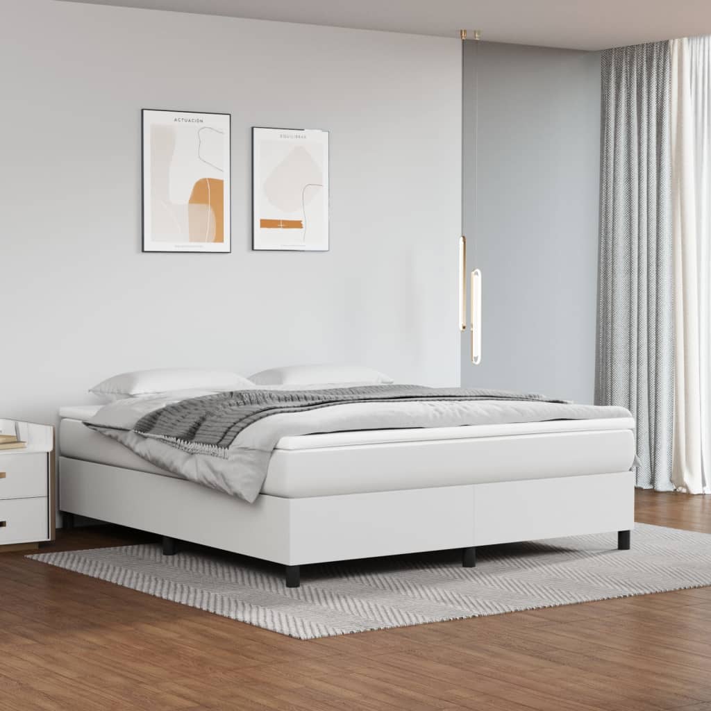 Estrutura de cama com molas 180x200cm couro artificial branco