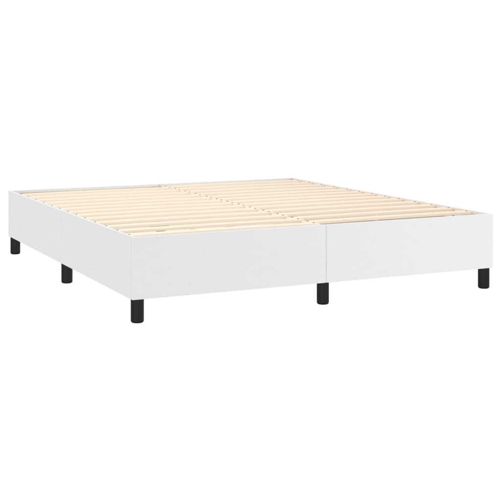 Estrutura de cama com molas 180x200cm couro artificial branco