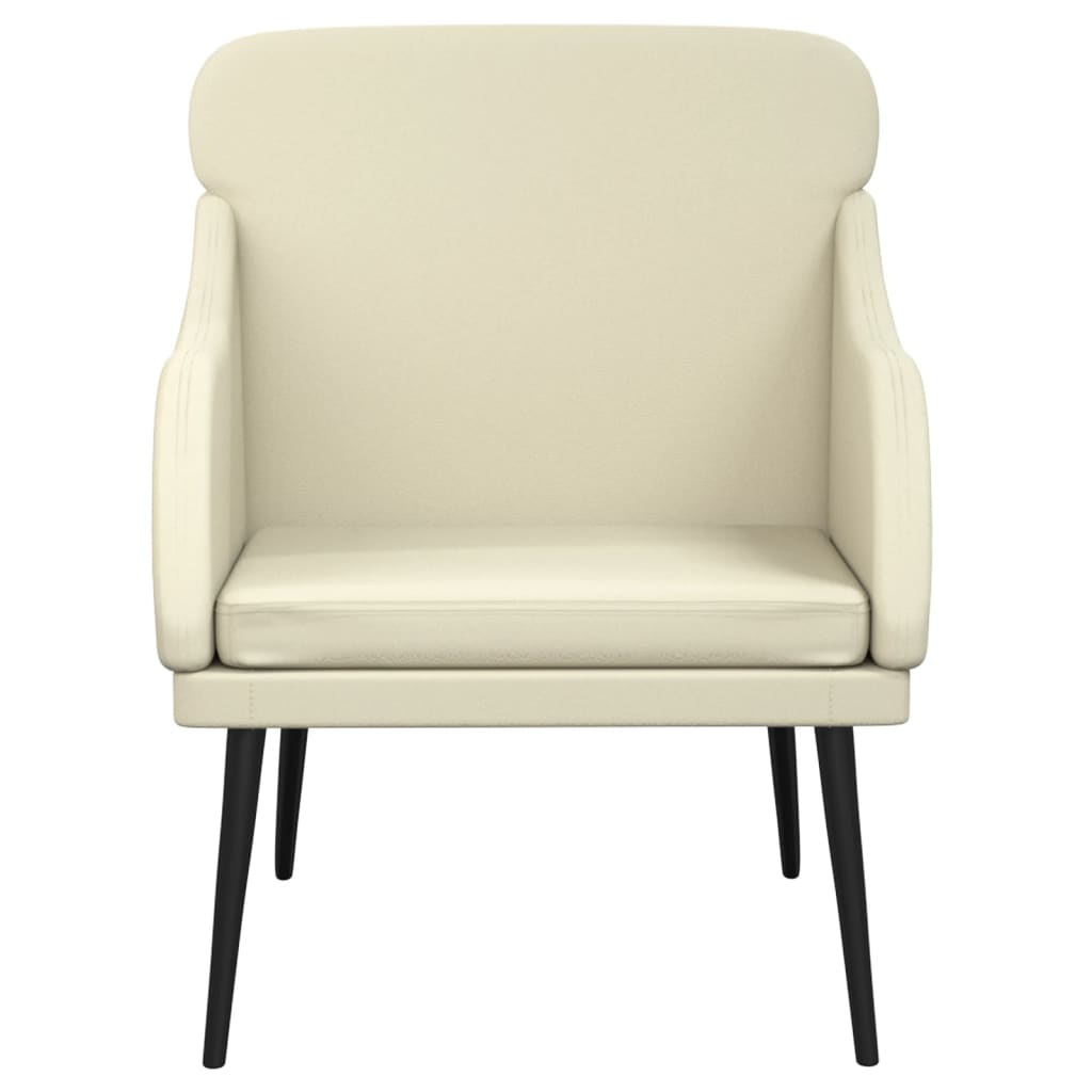 Cadeira c/ apoio de braços 63x76x80 cm couro artificial creme