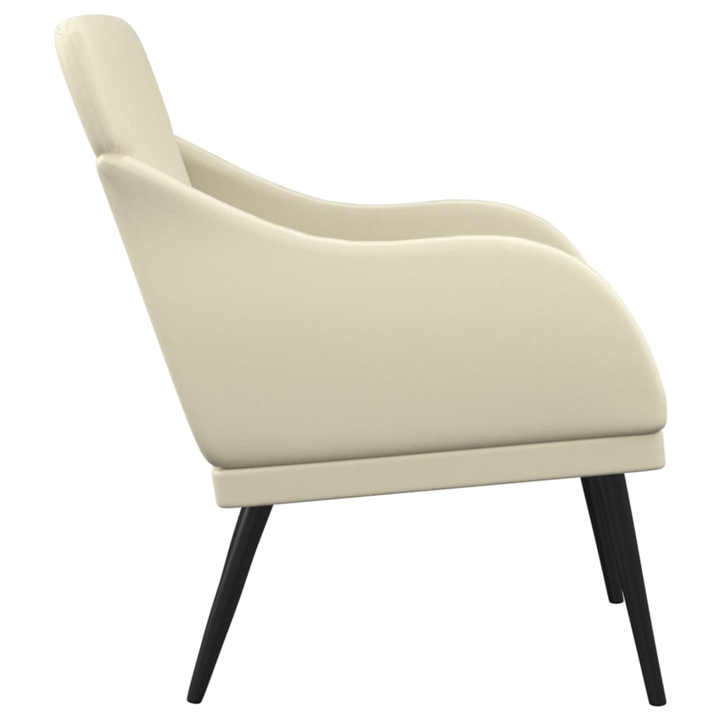 Cadeira c/ apoio de braços 63x76x80 cm couro artificial creme