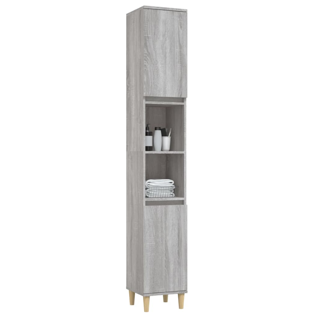 Armário wc 30x30x190 cm derivados de madeira cinzento sonoma