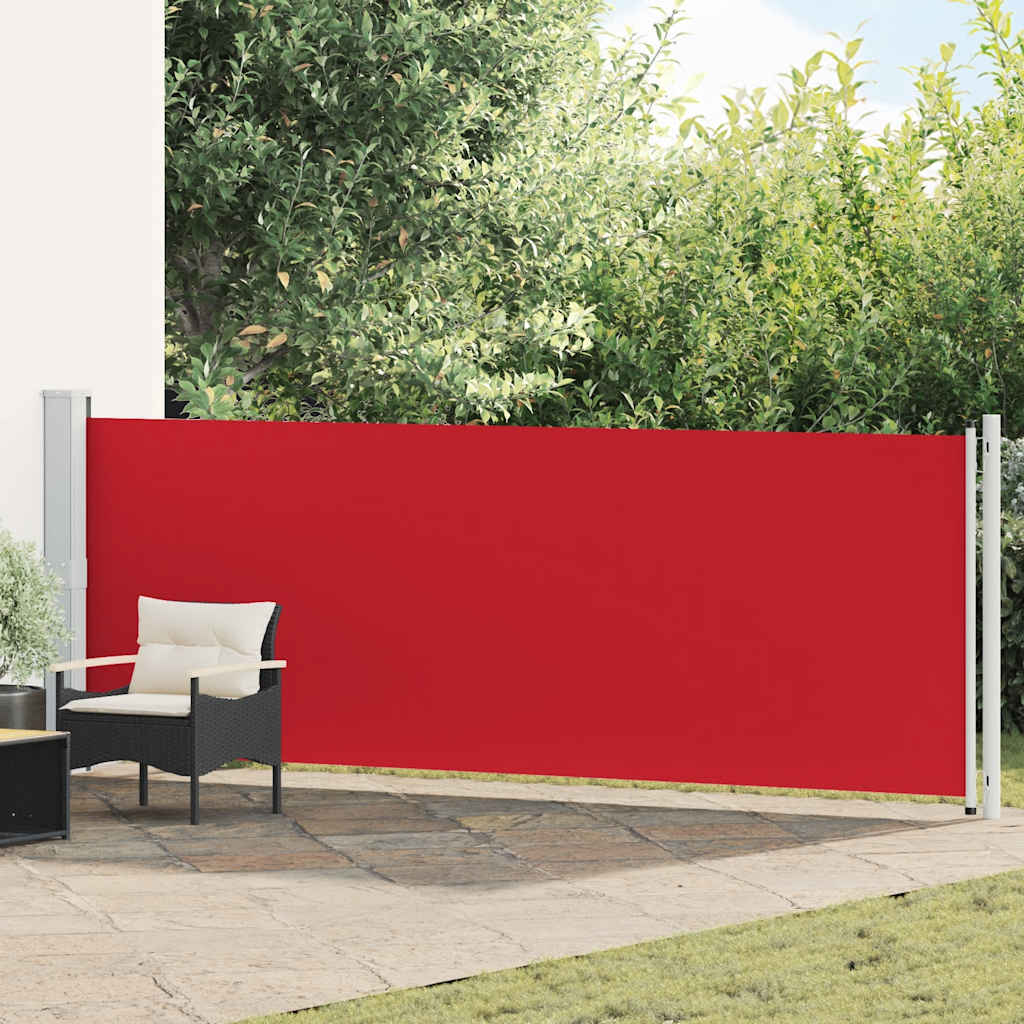 Toldo lateral retrátil para pátio 140x600 cm vermelho