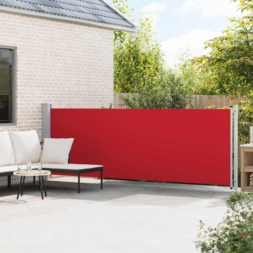 Toldo lateral retrátil para pátio 140x600 cm vermelho