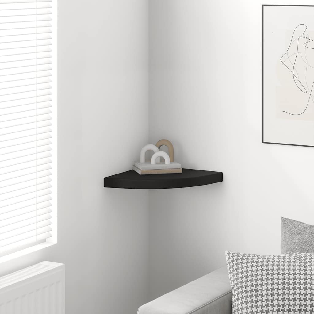 Prateleira de canto suspensa 35x35x3,8 cm MDF preto