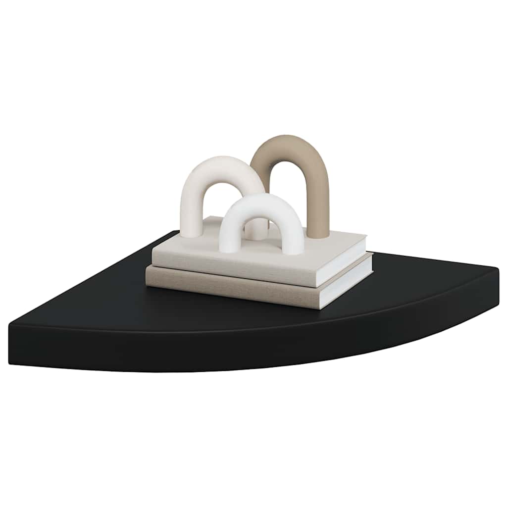 Prateleira de canto suspensa 35x35x3,8 cm MDF preto