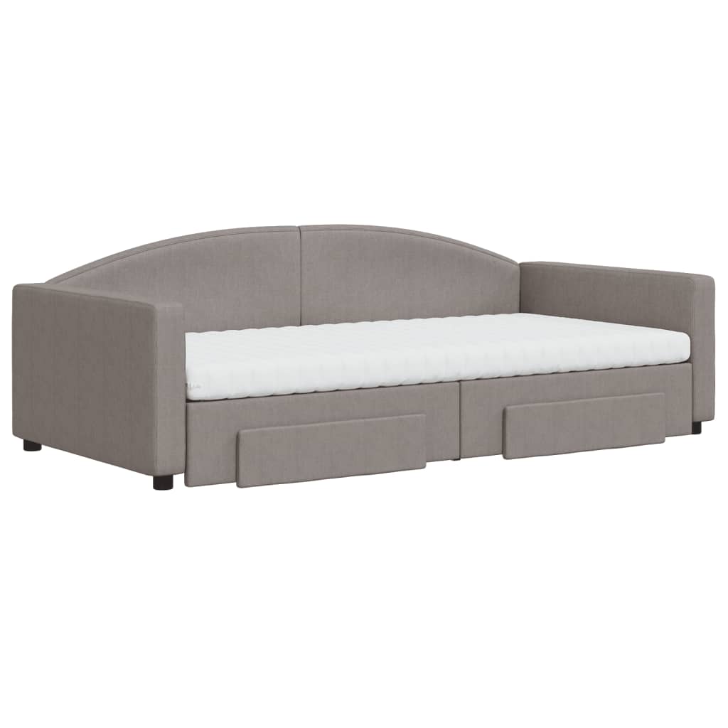 Sofá-cama c/ gavetão/gavetas 100x200cm tecido cinza-acastanhado