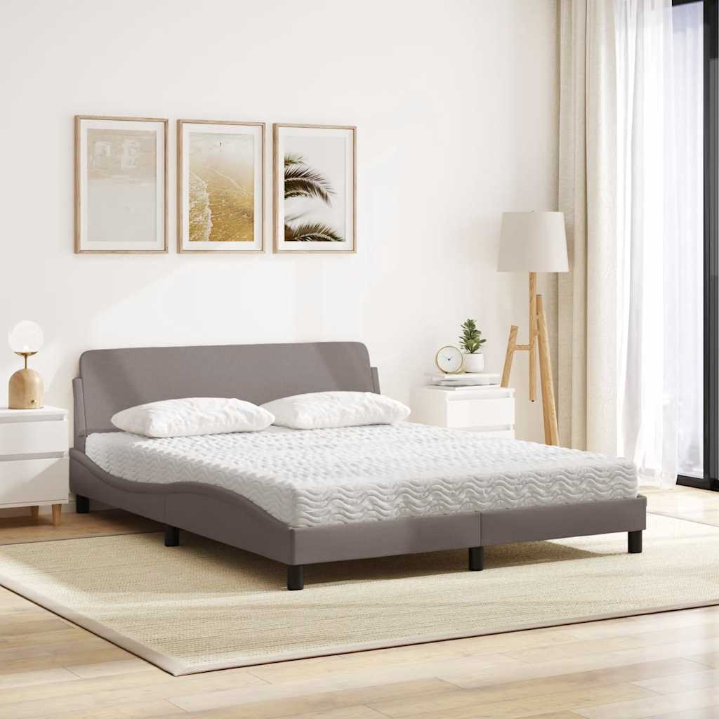 Cama com colchão dover 160x200 cm tecido castanho-acinzentado