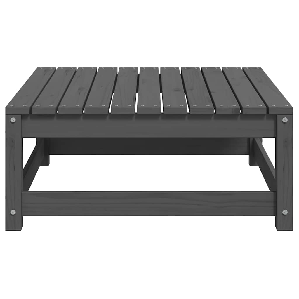 Apoio de pés jardim c/ almofadões 2 pcs pinho maciço cinzento