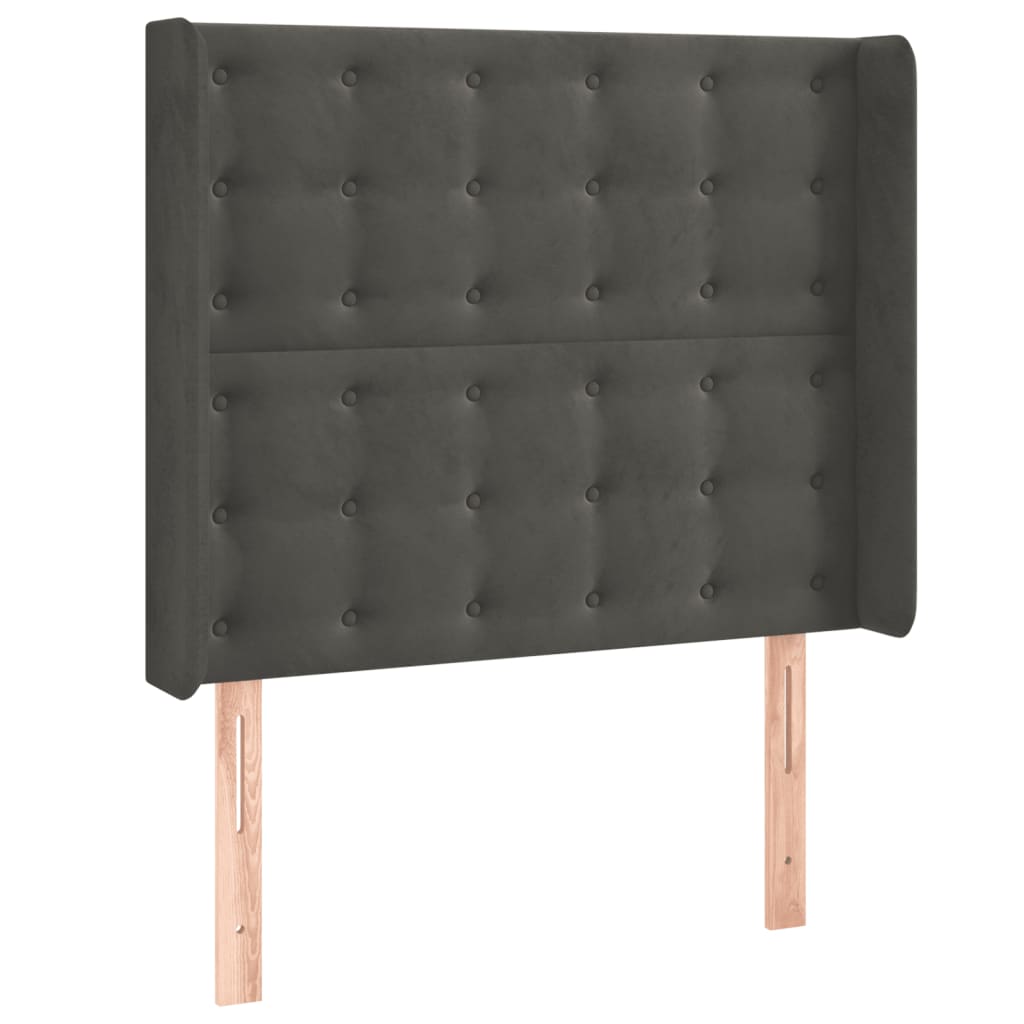 Cabeceira de cama c/ LED veludo 103x16x118/128 cm cinza-escuro