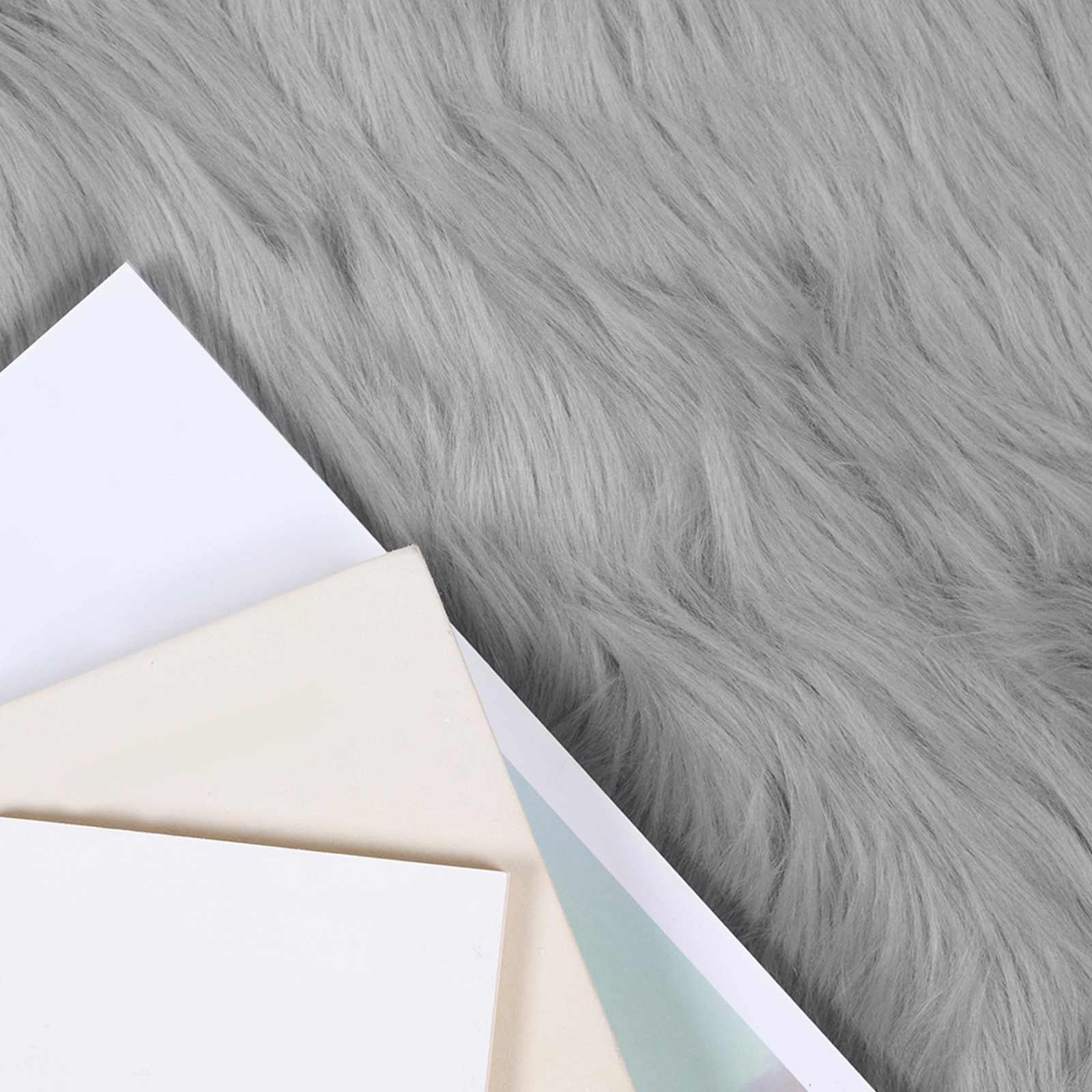 Tapete de de ovelha sintética tafalla cinzento 140 x 200 cm