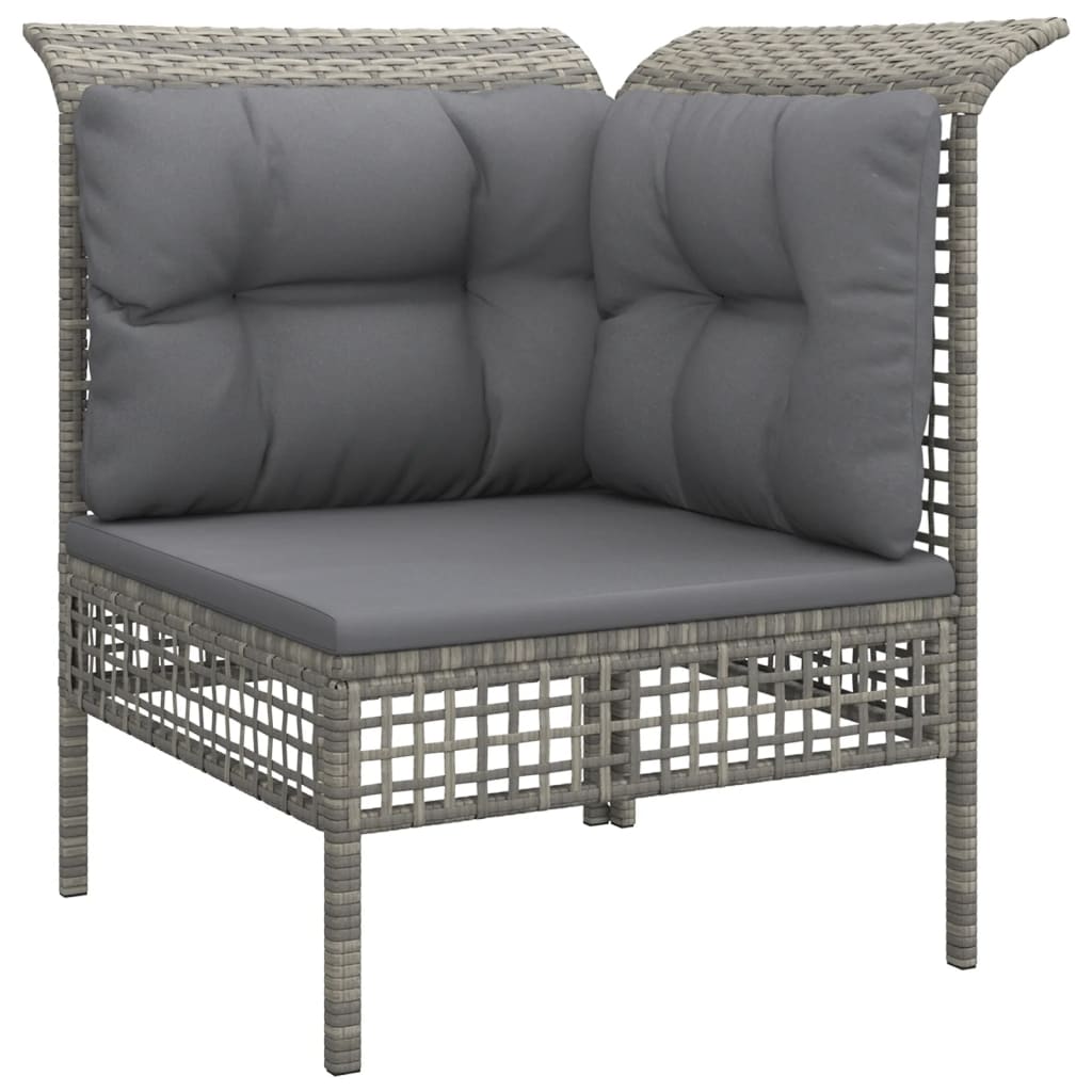 6 Pcs conjunto lounge de jardim c/ almofadões vime PE cinzento