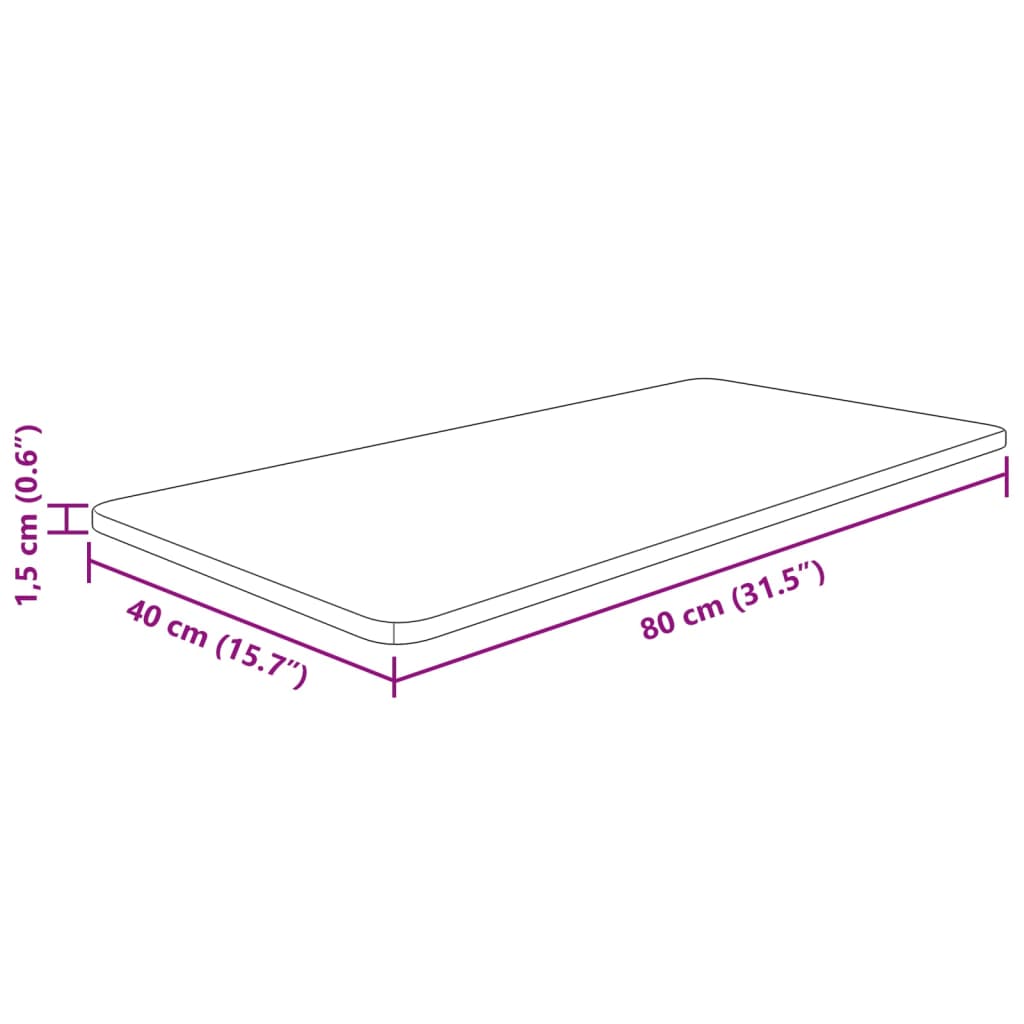 Bancada p/ wc 80x40x1,5 cm madeira tratada castanho-claro