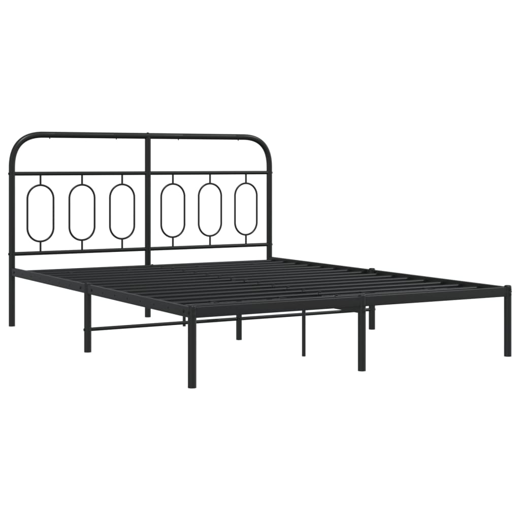 Estrutura de cama com cabeceira 140x190 cm metal preto
