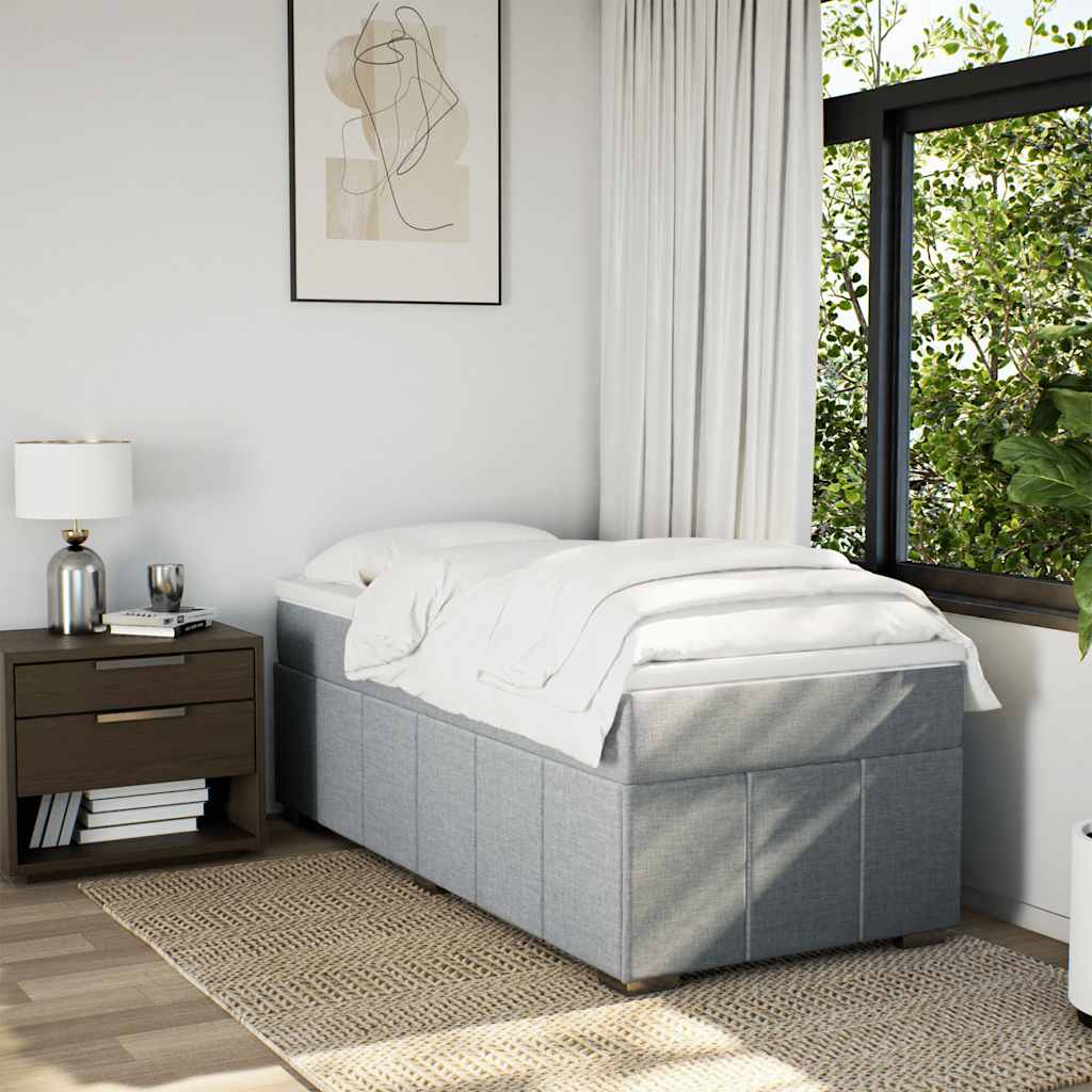 Cama com molas/colchão 100x200 cm tecido cinzento-claro