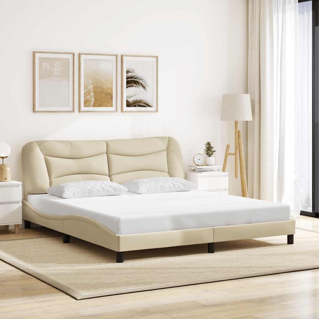 Estrutura de cama sem colchão hvar 180x200 cm tecido cor creme