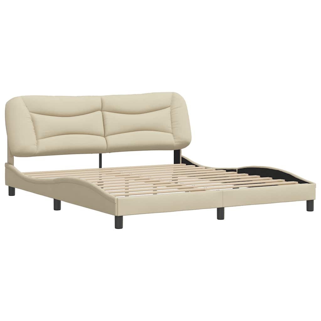 Estrutura de cama sem colchão hvar 180x200 cm tecido cor creme