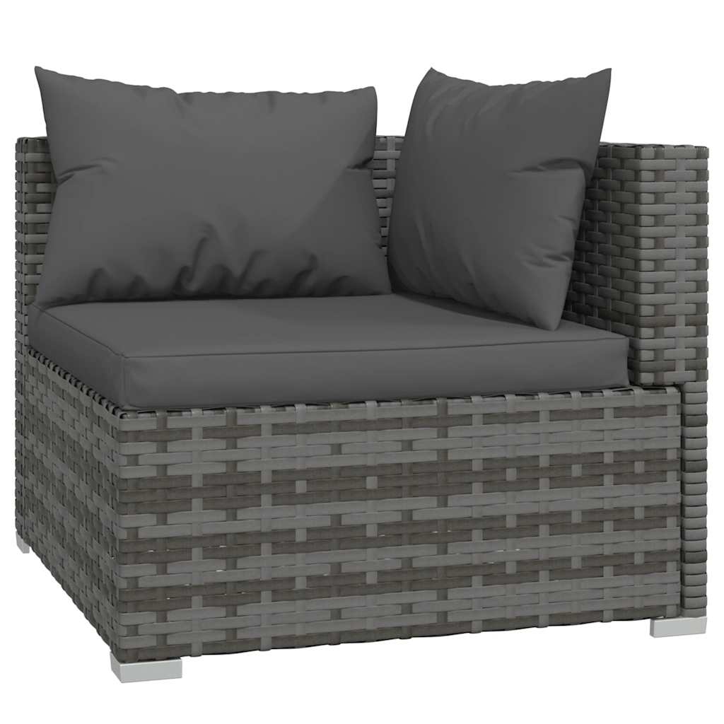6 Pcs conjunto lounge de jardim c/ almofadões vime PE cinzento