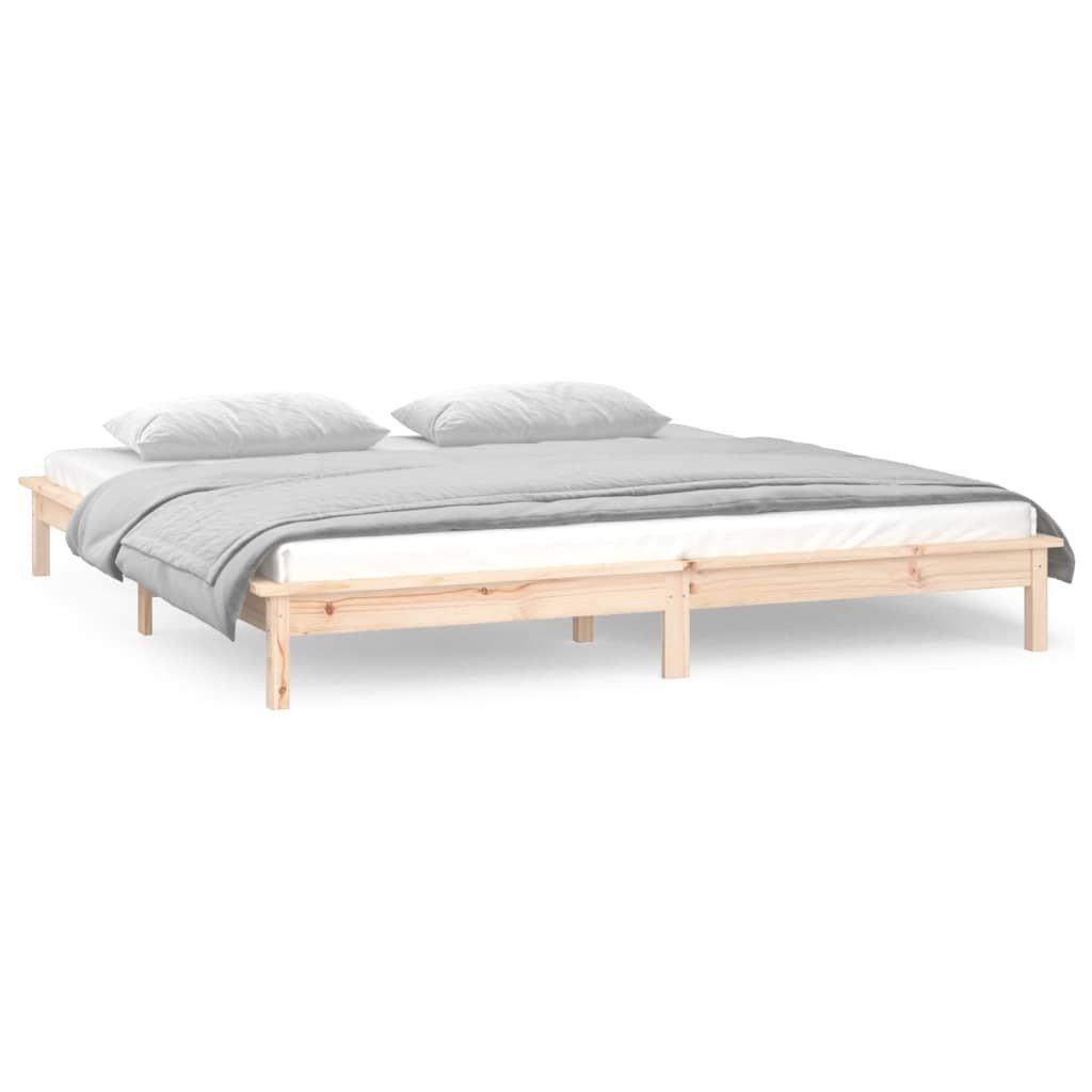 Estrutura de cama com leds 200x200 cm madeira maciça