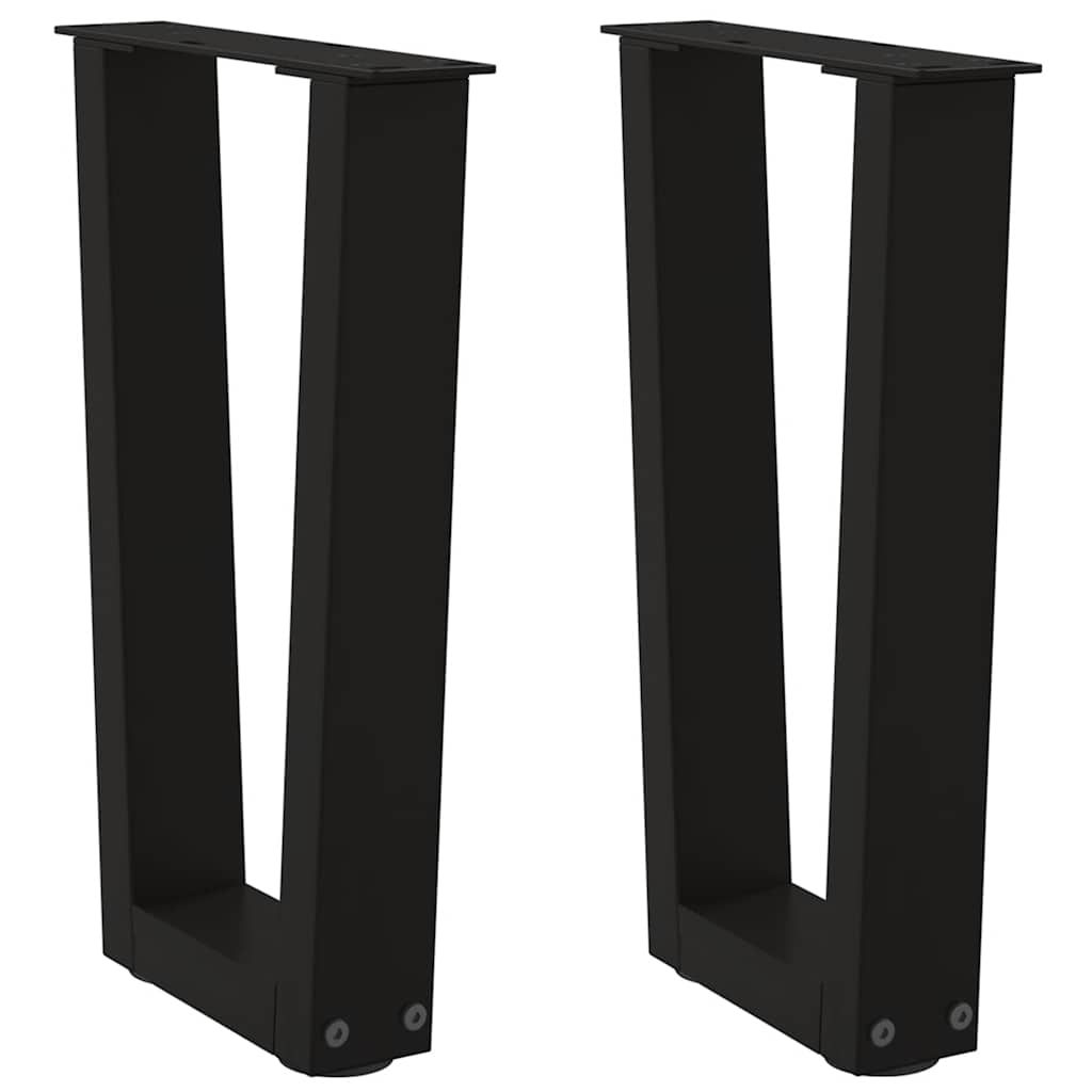 Pés para mesa de centro em v, 2 peças, preto, 38x(42-43,3) cm, aço