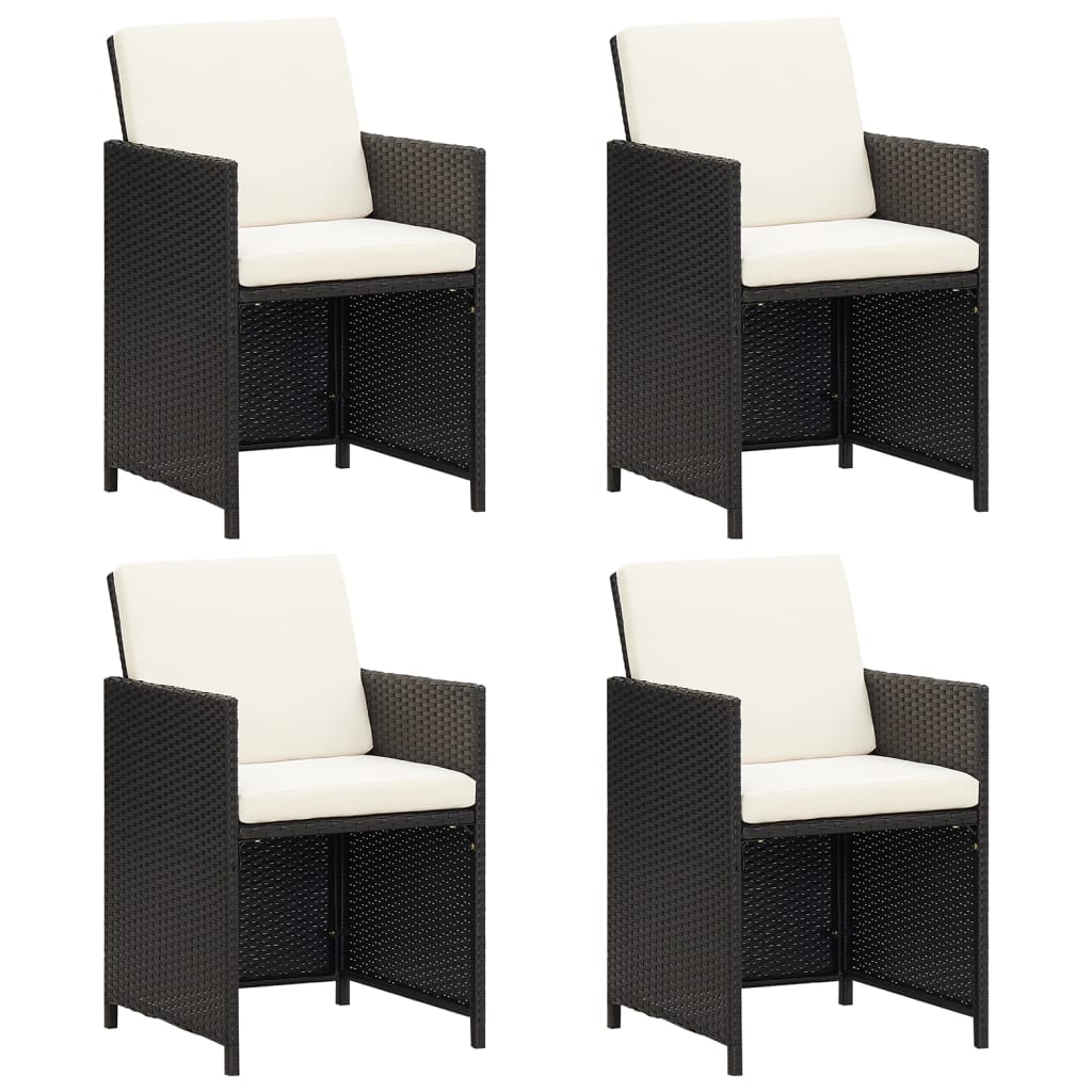 Cadeiras de jardim 4 pcs vime PE preto