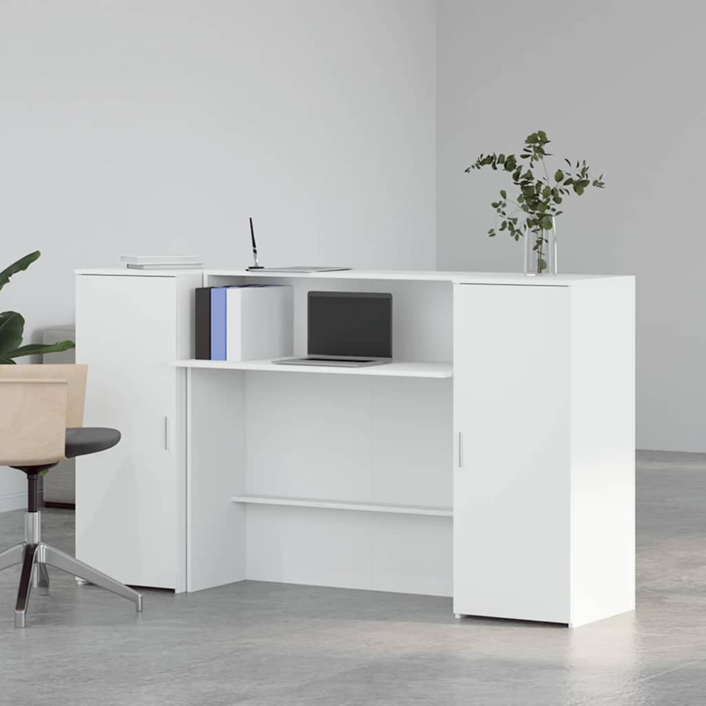 Balcão de recepção branco 180x50x103,5 cm madeira projetada