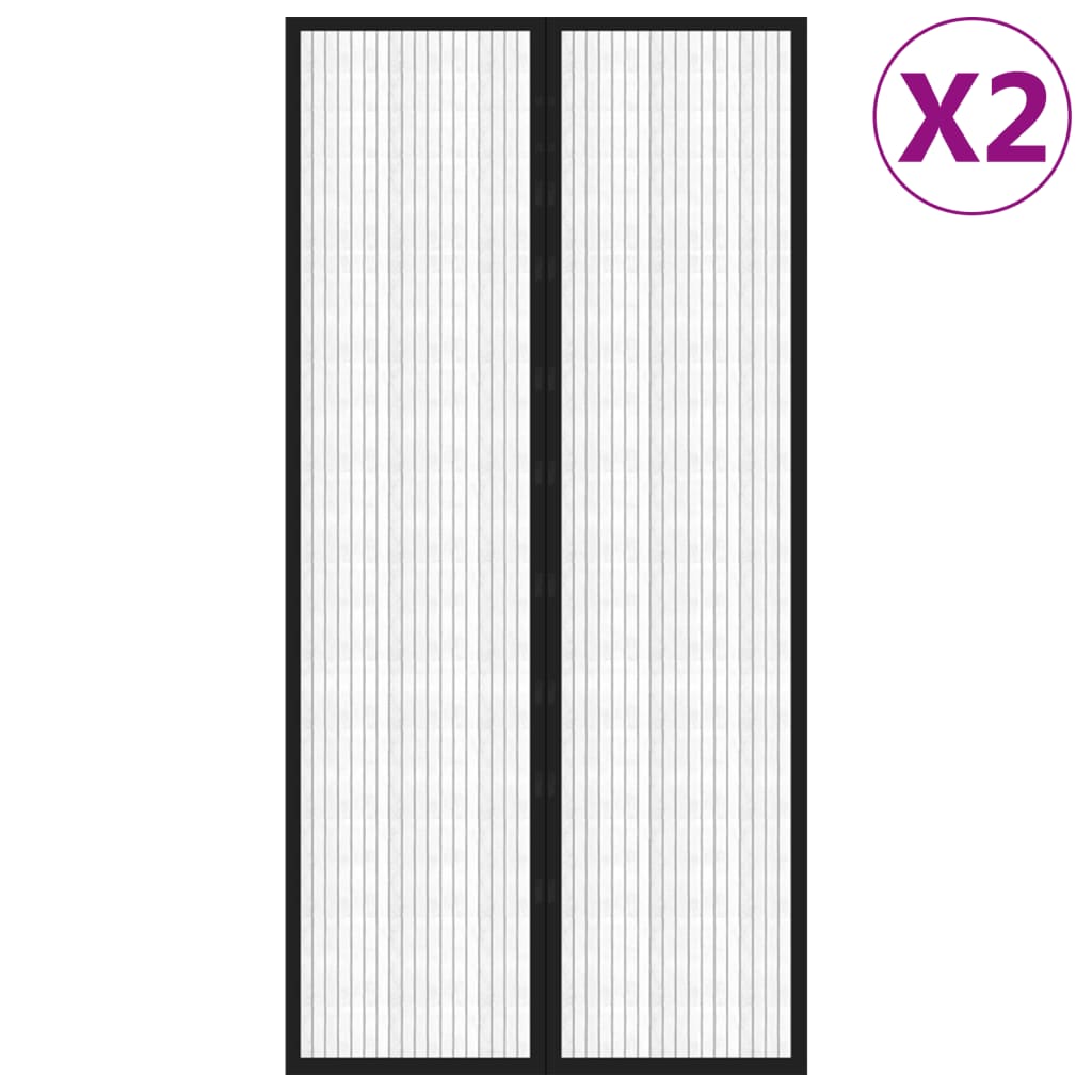 Cortinas de porta anti-insetos magnéticas 2 pcs 220x100cm preto