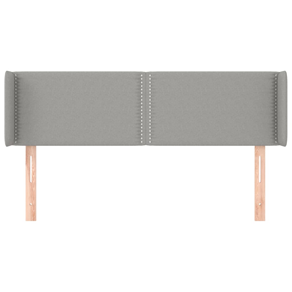 Cabeceira de cama c/ abas tecido 147x16x78/88 cm cinzento-claro