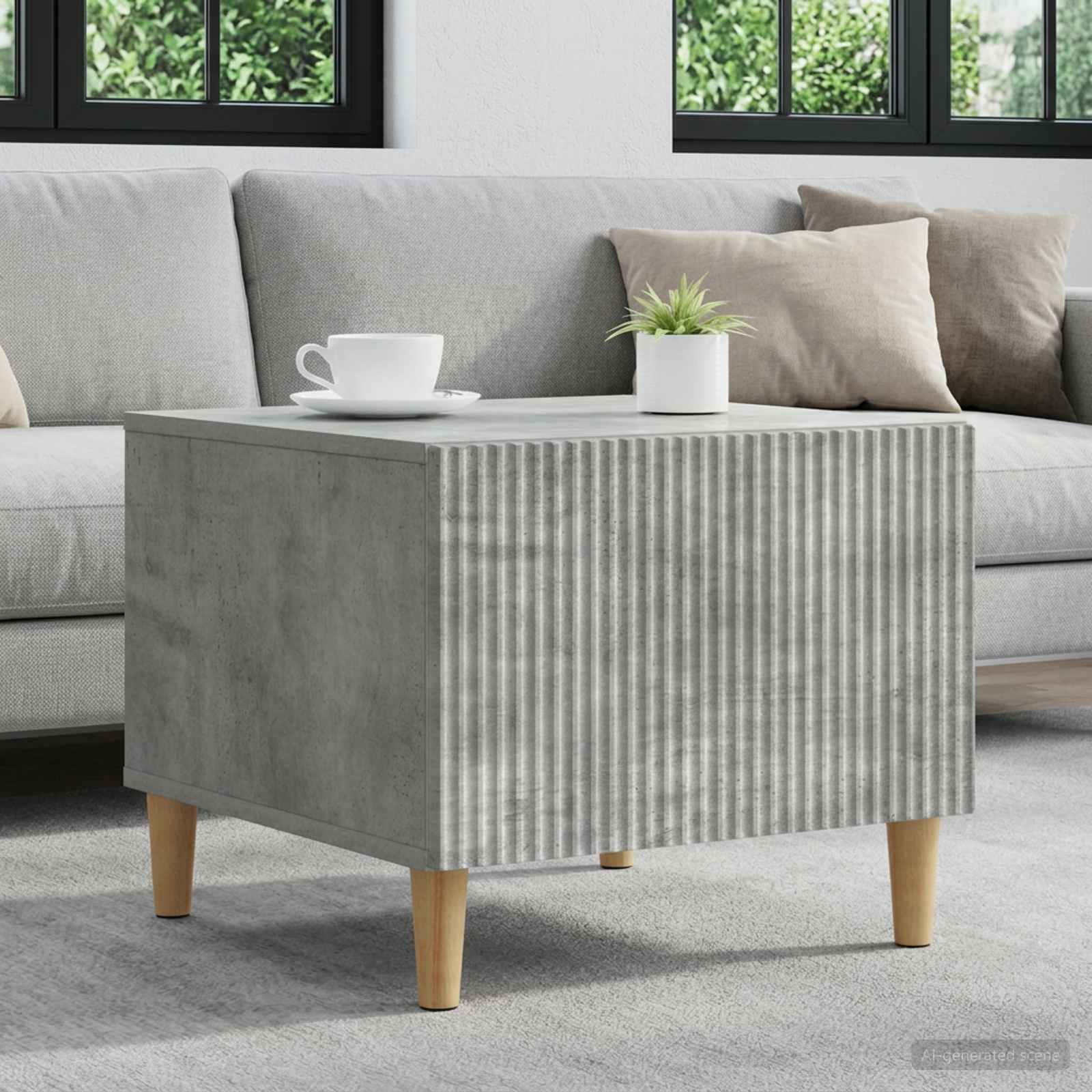 Mesa de centro com gaveta cinzento cimento 49 x 50 x 40 cm