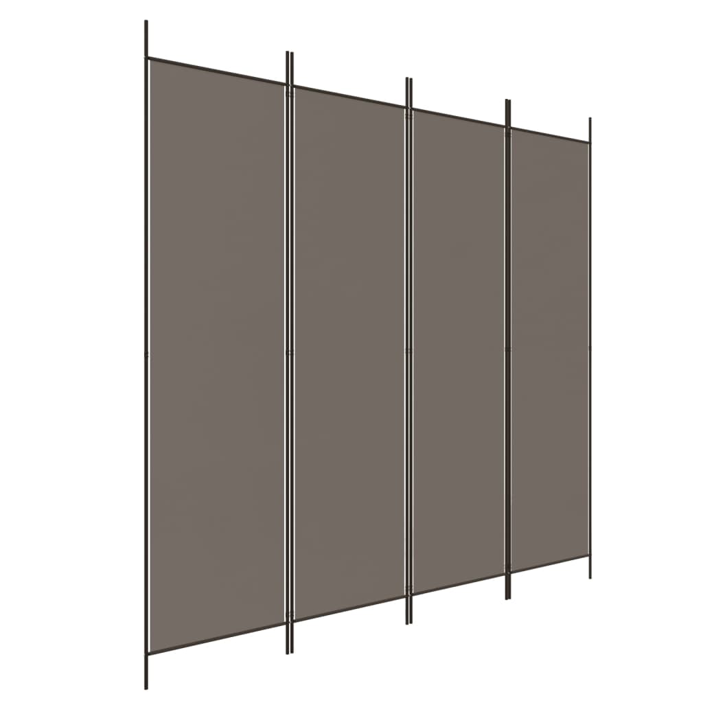 Biombo/divisória com 4 painéis 200x220 cm tecido antracite