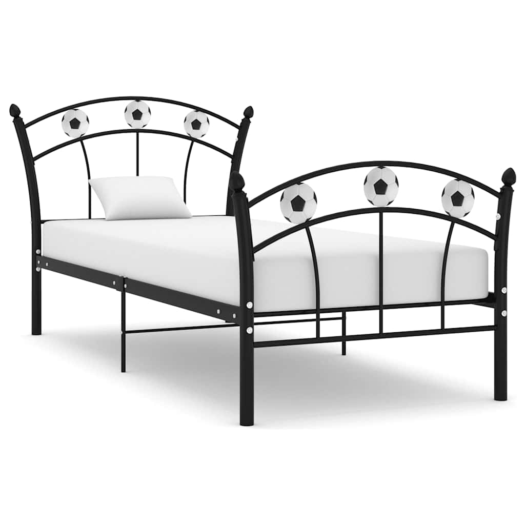 Estrutura de cama com design de futebol 90x200 cm metal preto